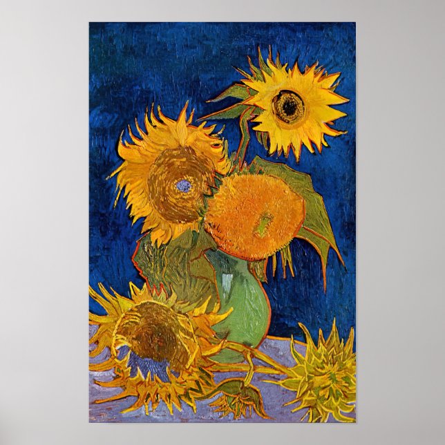 Affiche Vincent van Gogh - Vase avec cinq tournesols (Devant)
