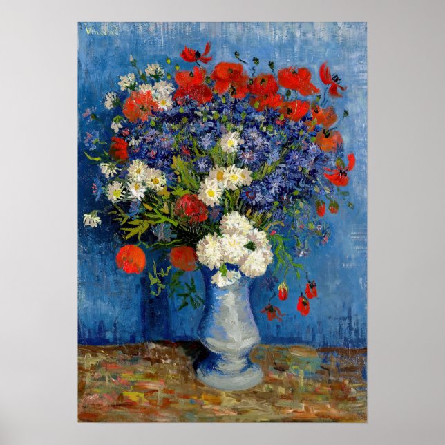 Affiche Vincent van Gogh - Vase avec Cornflowers & Poppies (Devant)