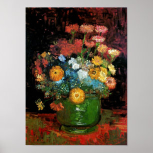 Affiche Vincent Van Gogh - Vase avec des Zinnias Beaux-Art