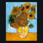 Affiche Vincent van Gogh, Vase avec douze tournesols<br><div class="desc">Vincent van Gogh,  Vase à douze tournesols avec Arrière - plan bleu 1888</div>
