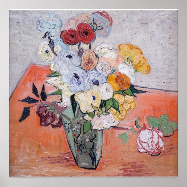 Affiche Vincent van Gogh - Vase avec Roses & Anémones (Devant)