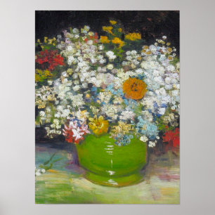 Affiche Vincent Van Gogh - Vase with Zinnias