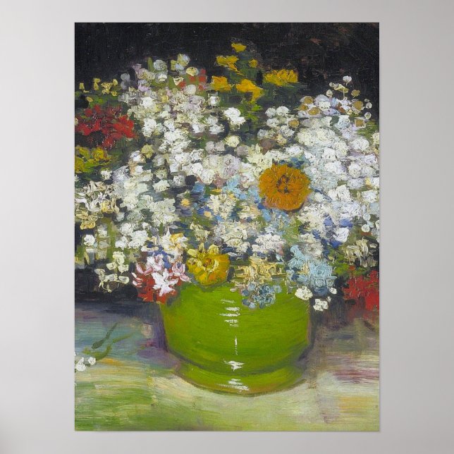 Affiche Vincent Van Gogh - Vase with Zinnias (Devant)