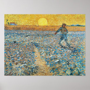 Affiche Vincent Van Gogh Vintage Sower au coucher du solei