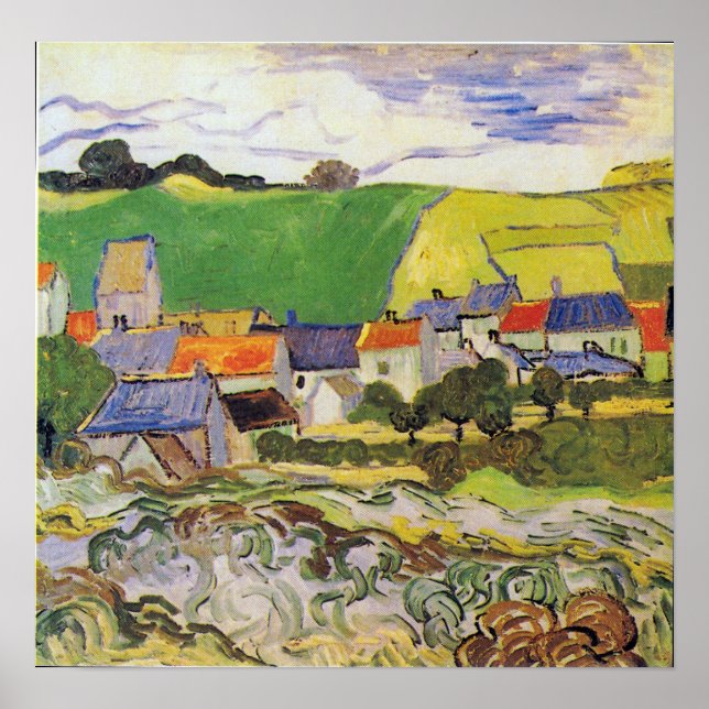 Affiche Vincent van Gogh Vue d'Auvers (Devant)