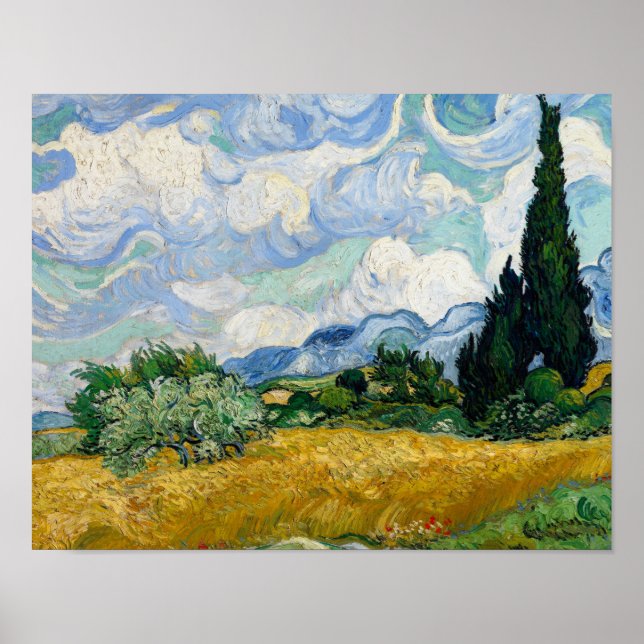Affiche Vincent van Gogh - Wheat Field with Cypresses (Devant)