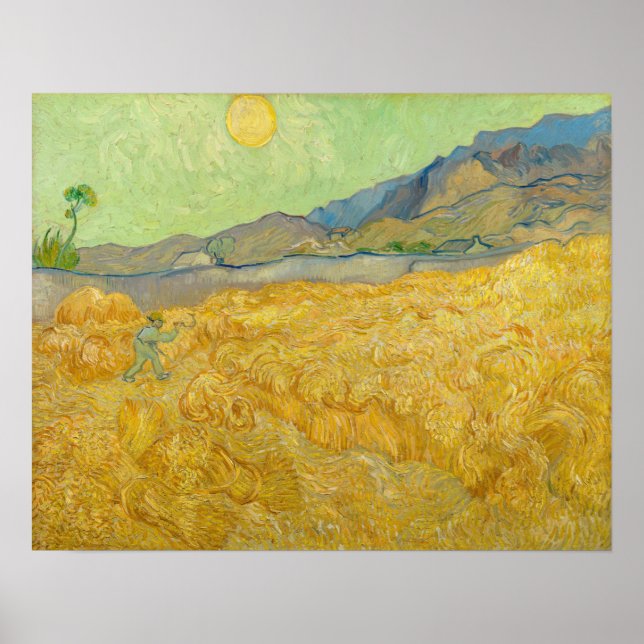 Affiche Vincent van Gogh - Wheatfield avec une Faucheuse (Devant)