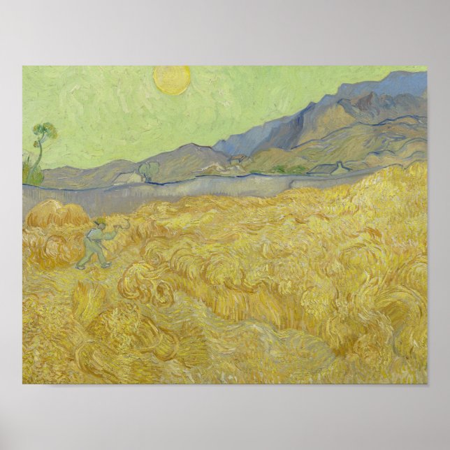 Affiche Vincent van Gogh - Wheatfield avec une Faucheuse (Devant)