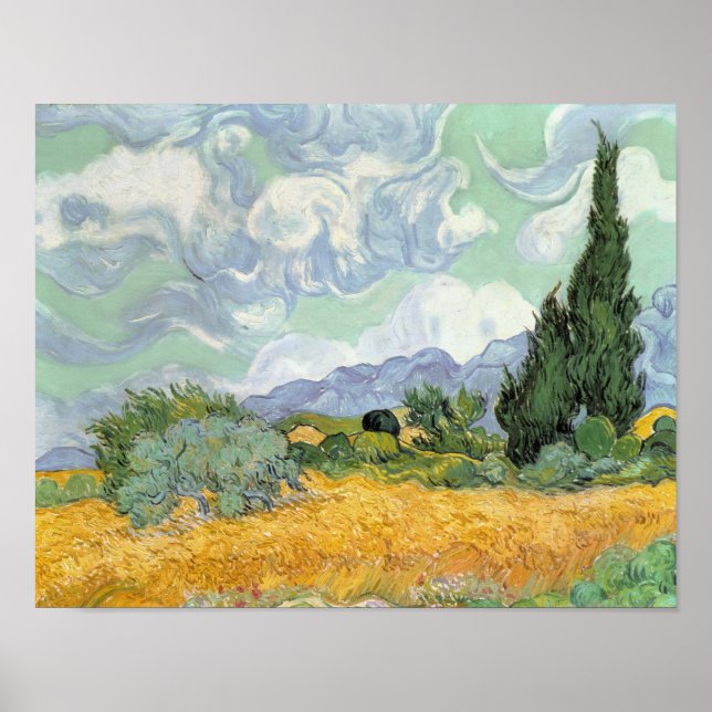 Affiche Vincent van Gogh | Wheatfield with Cypresses, 1889 (Devant)