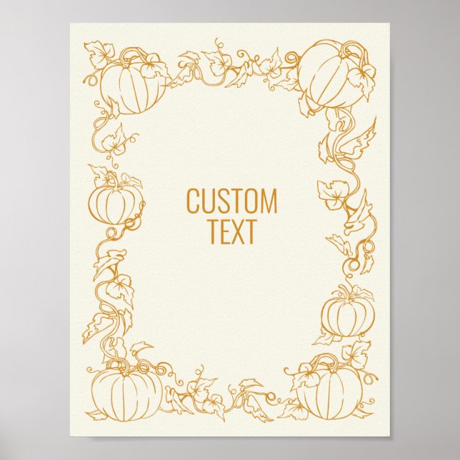 Affiche Vine citrouille Automne Automne Hiver Thanksgiving (Devant)