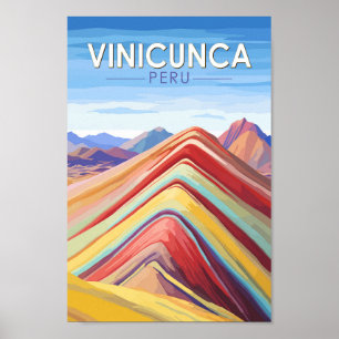 Affiche Vinicunca Pérou Travel Art Vintage