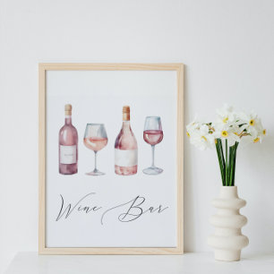 Affiche Vino aquarelle avant Vows Vine Bar Sign