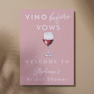 Affiche Vino Before Vows Fête de Mariage Rose Bienvenue