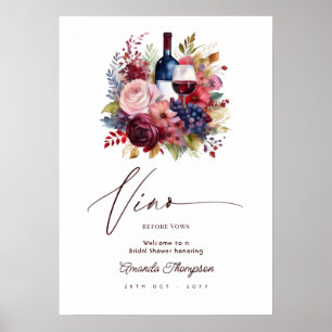 Affiche Vino Before Vows Fleurs de Vigne Vin Mariage Accue