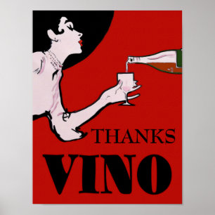 Affiche Vino- Vine Vintage Lady Posters, modifier le texte