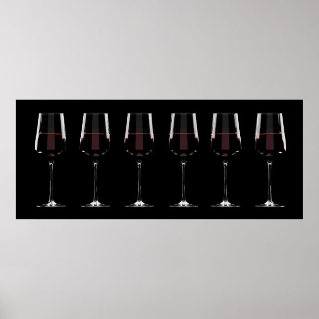 Affiche Vins avec vin rouge sur noir (Devant)