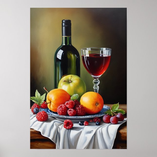 Affiche Vins et aliments distribués Art imprimable (Devant)