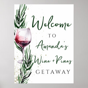Affiche Vins et pins Noël Bachelorette Bienvenue