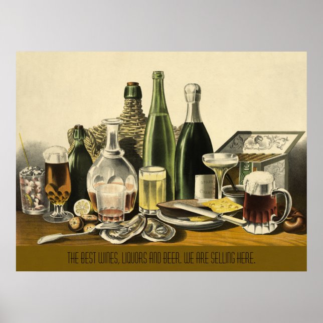 Affiche Vins, liqueurs et bières (Devant)