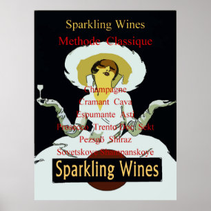 Affiche Vins pétillants, Lady Vintage Liste