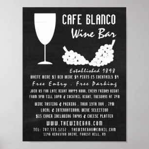 Affiche Vins & Raisins, Chalkboard Wine Bar / Winery Adver