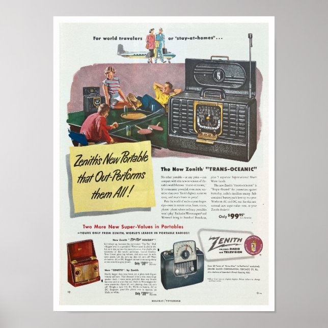 AFFICHE VINT "ART RECYCLÉ" IMPRIMER RADIO MAGAZINE AD 1950 (Devant)