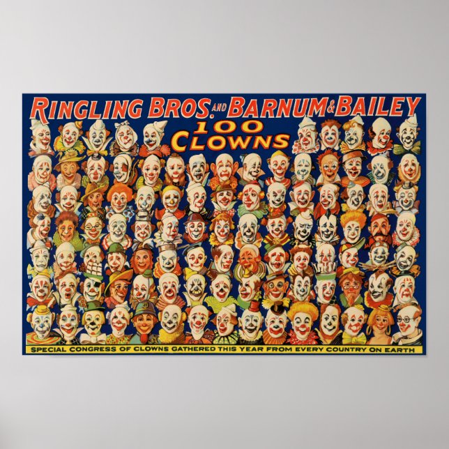 Affiche Vintage 100 Clowns (Devant)
