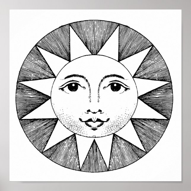 AFFICHE VINTAGE 11X11 VISAGE SOLEIL (Devant)