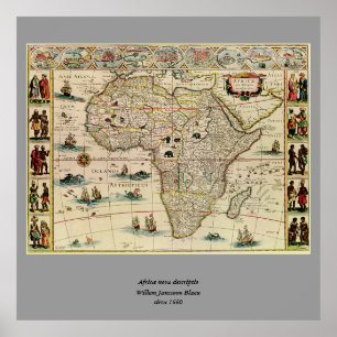 Affiche Vintage 1660's Africa Map by Willem Janszoon Blaeu