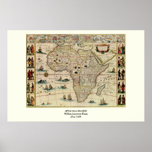 Affiche Vintage 1660's Africa Map by Willem Janszoon Blaeu