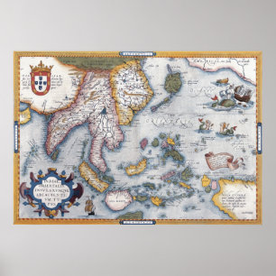 Affiche Vintage 16th Century Map of S.E. Asia
