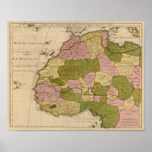 Affiche Vintage 1707 North Africa Map