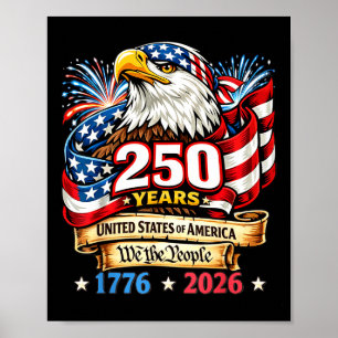 Affiche Vintage 1776-2026 Américains 4 juillet 250 ans