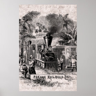 Affiche Vintage 1800 Panama Canal Modèle ferroviaire