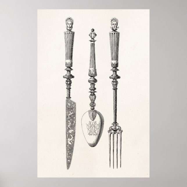 Affiche Vintage 1800s Cuillère de Fourche de couteau coute (Devant)