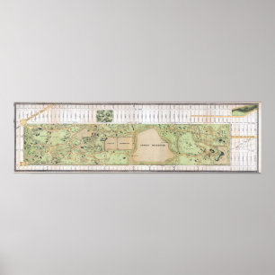 Affiche Vintage 1868 Carte Olmstead de Central Park New Yo
