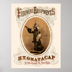 Affiche Vintage 1868 Firemens Equipments