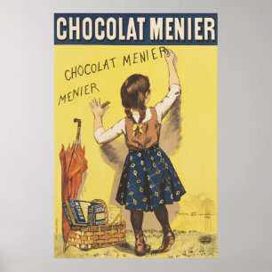 Affiche vintage 1892 Chocolat Menier French Girl A