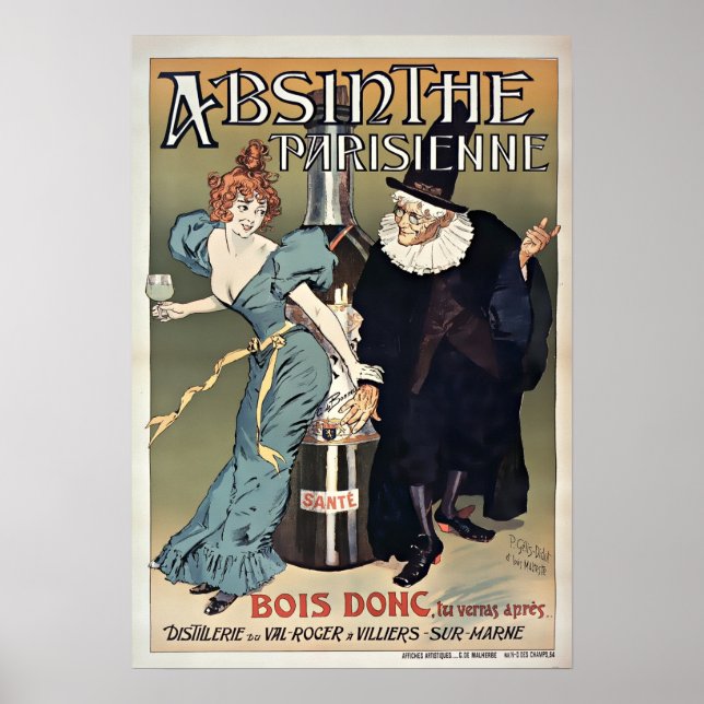 Affiche Vintage 1896 Art nouveau Absinthe Parisienne (Devant)
