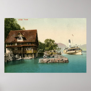 Affiche Vintage 1900 Treib et le lac de Lucerne