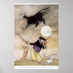Affiche Vintage 1913 "Cat And The Fiddle" par A. Rackham