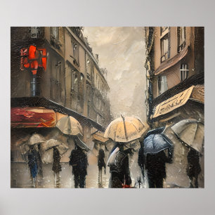 Affiche Vintage 1920 Heavy Rain Paris Street