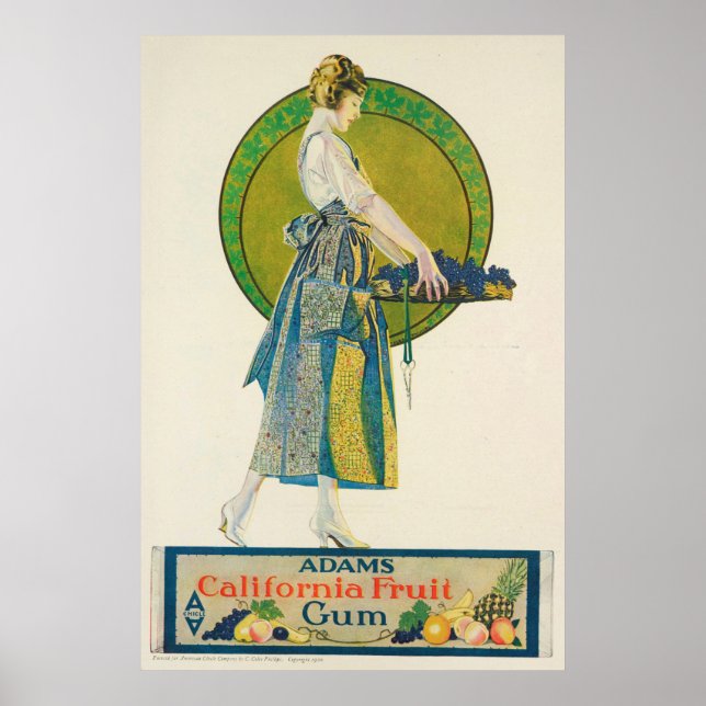 Affiche Vintage 1920's Print Ad Adams Fruit Gum (Devant)