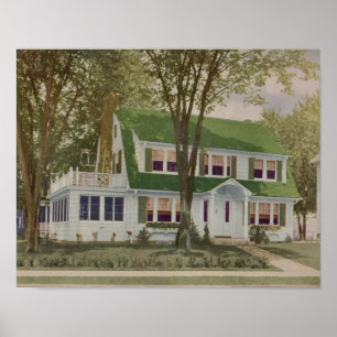 Affiche Vintage 1927 Maison Design Imprimer Vert Blanc