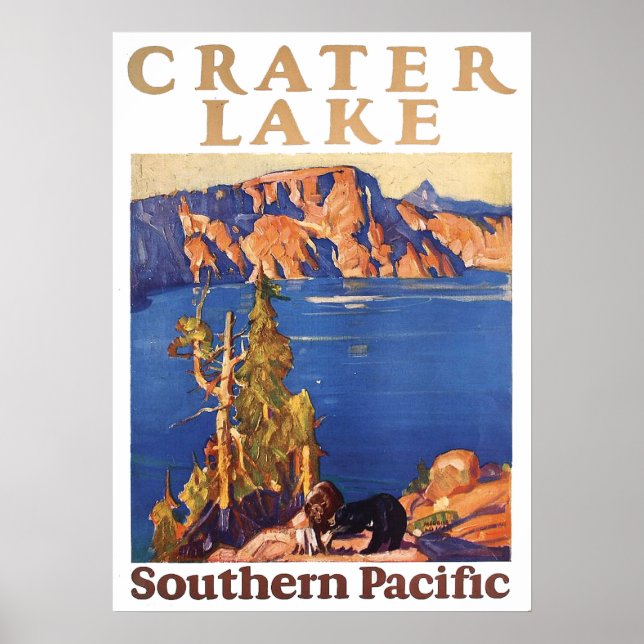 Affiche Vintage 1928 Crater Lake Southern Pacific Travel (Devant)