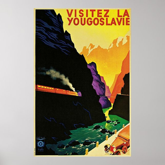 Affiche Vintage 1930 Visite Yougoslavie Tourist Travel Art (Devant)