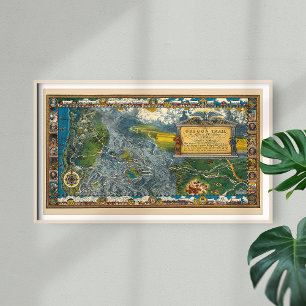 Affiche Vintage 1932 Oregon Trail restauré Extra Large Map