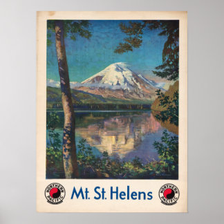 Affiche Vintage 1935 Mount Saint Helens USA Travel