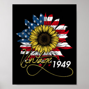 Affiche Vintage 1949 Tournesol 4 juillet Fête de l'Indépen