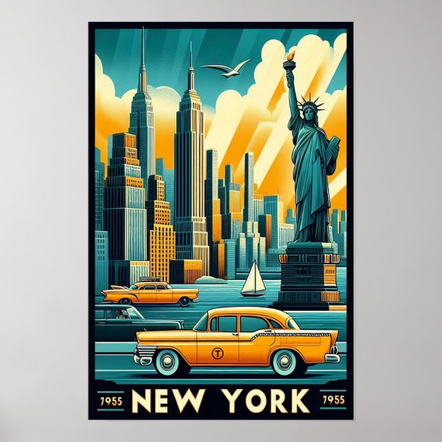 Affiche Vintage 1955 New York City Skyline (Devant)